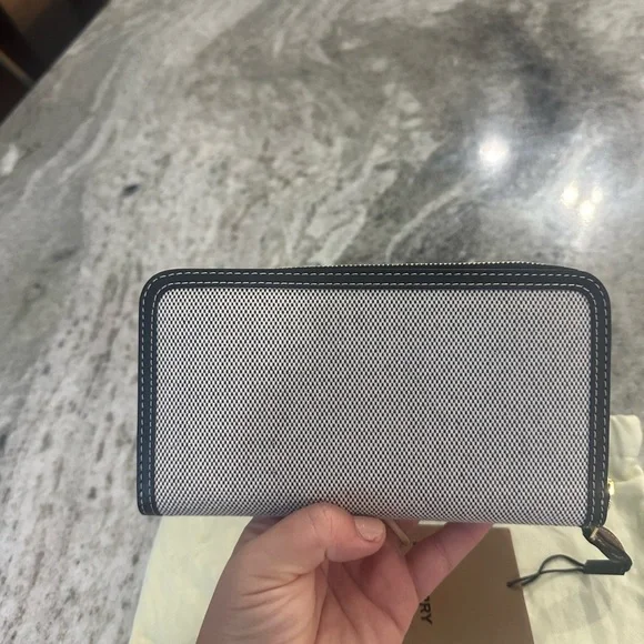 Burberry Horseferry Canvas & Leather Zip Around Wallet Wallets